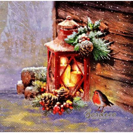 Serwetka decoupage firmy AMBIENTE świąteczny lampion 25x25cm